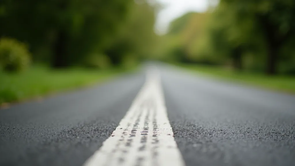 Close-up detail of smooth paved bike path surface with lane markings, well-maintained condition, bright sunny conditions